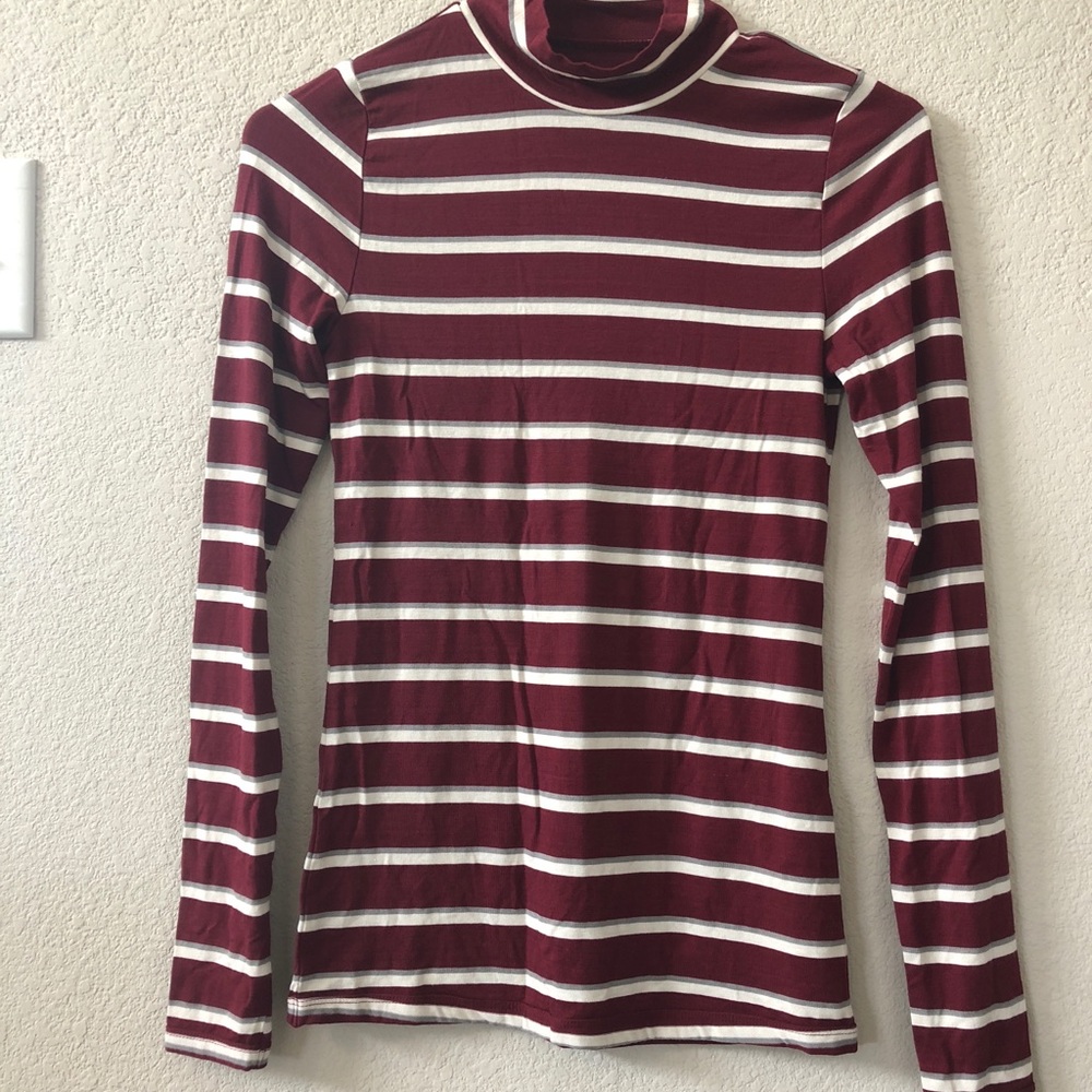 Maroon Turtleneck Long Sleeved Top